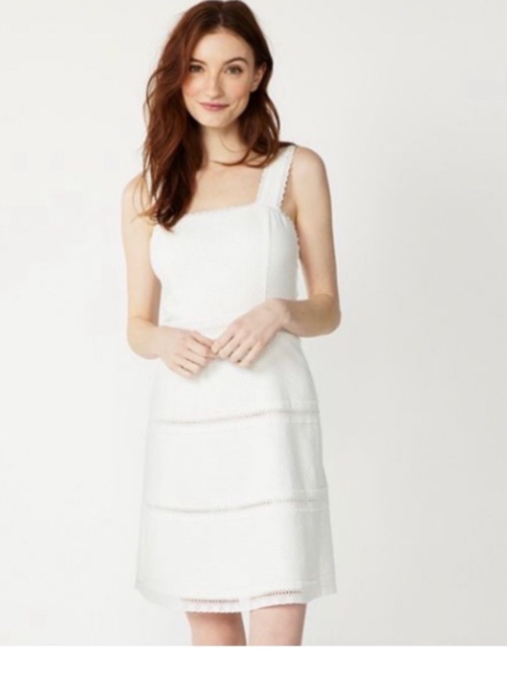 Draper James RSVP Creamy White Eyelet Tiered Midi Dress Size 12